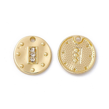 Alloy Pendants, with Crystal Rhinestone, Flat Round with Rectangle, Light Gold, 21x19.5x3mm, Hole: 3mm