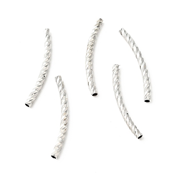 Rack Plating Brass Curved Tube Beads, Cadmium Free & Lead Free, Long-Lasting Plated, Platinum, 24.5x2mm, Hole: 1.2mm