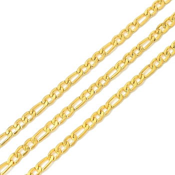 10M Ion Plating(IP) 304 Stainless Steel Figaro Chains, Unwelded, with Spool, Real 18K Gold Plated, 6.5x3x1mm & 4.5x3x1mm, about 32.81 Feet(10m)/Roll