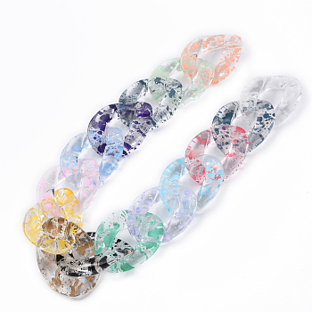 Transparent Acrylic Linking Rings, Quick Link Connectors, for Curb Chains Making, Twist Oval, Mixed Color, 39x29x7.5mm, Inner Diameter: 12x22mm