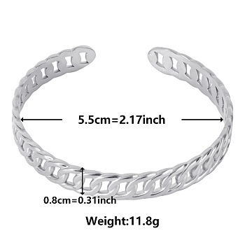 Elegant and Stylish Design Curb Chain Shape 304 Stainless Steel Cuff Bangles for Women