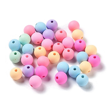 Opaque Acrylic Beads, Frosted, Round, Mixed Color, 8mm, Hole: 1.4mm, about 175pcs/50g