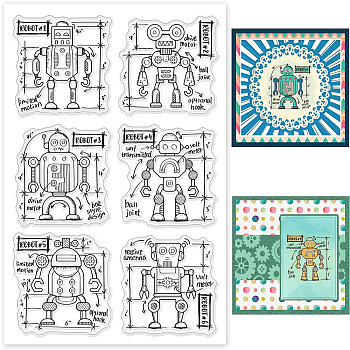 PVC Plastic Stamps, for DIY Scrapbooking, Photo Album Decorative, Cards Making, Stamp Sheets, Robot Pattern, 16x11x0.3cm