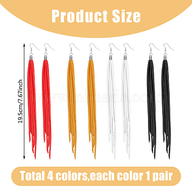 4 Pairs 4 Colors Faux Suede Tassel Earrings(EJEW-FI0003-10)-2