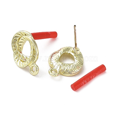 Rack Plating Alloy Stud Earrings Finding(EJEW-B030-02G)-2