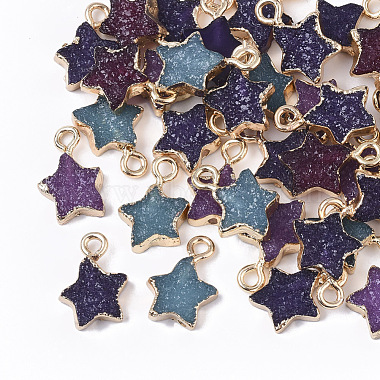 Light Gold Mixed Color Star Iron+Resin Pendants