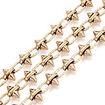 304 Stainless Steel Spike Link Chains, Unwelded, with Spool, Ion Plating(IP), Long-Lasting Plated, Real 18K Gold Plated, 10x12.5x5.5mm, about 16.40 Feet(5m)/Roll, Link: 10.5x6x1.5mm(CHS-Q009-19G)