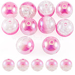 10Pcs UV Reactive Beads, Color Changing Beads, Round with Flower Inside, Hot Pink, 16mm, Hole: 2.5mm(PACR-TA0001-33C)