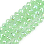 Electroplate Glass Beads Strands, Round, Faceted(96 Faceted), Light Green, 4~4.5mm, Hole: 1mm, about 95pcs/strand, 14.76''(37.5cm)(EGLA-B013-01A-AB02)
