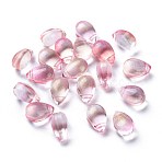 Transparent Glass Charms, Glitter Gold Powder, Teardrop, Light Salmon, 9x6x5mm, Hole: 1mm(GGLA-M004-05B-05)