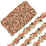 15 Yards Flower Polyester Embroidery Lace Ribbon, Clothes Accessories Decoration, Dark Orange, 3/4 inch(20mm)(OCOR-WH0070-77G)