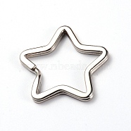 Iron Split Key Rings, Keychain Clasp Findings, Star, Platinum, 34x34x3.5mm, Inner Diameter: 28mm(IFIN-WH0058-17A)