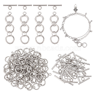 304 Stainless Steel Toggle Clasps, with Open Jump Rings, Stainless Steel Color, Ring: 32x16x6mm, Hole: 3mm, Bar: 18x7x2mm, Hole: 3mm, jump ring: 12x2mm, Inner Diameter: 8mm.(DIY-AB00003)