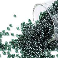 TOHO Round Seed Beads, Japanese Seed Beads, (118) Transparent Luster Green Emerald, 11/0, 2.2mm, Hole: 0.8mm, about 1110pcs/10g(X-SEED-TR11-0118)