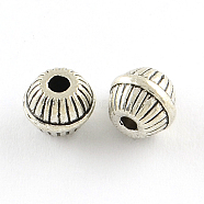 Round Alloy Beads, Grooved BeadsTibetan Style, Cadmium Free & Nickel Free & Lead Free, Antique Silver, 6x7mm, Hole: 1.5mm, about 1100pcs/1000g(TIBEP-R336-154AS-FF)
