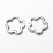 Flower 201 Stainless Steel Link Rings, Stainless Steel Color, 13.5x13.5x1.5mm(STAS-I045-41)
