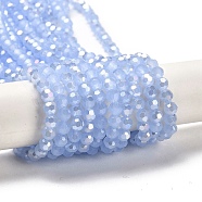Imitation Jade Glass Beads Stands, AB Colors, Faceted, Round, Cornflower Blue, 4.5x4mm, Hole: 1mm, about 94~95pcs/strand, 13.90~14.02 inch(35.3~35.6cm)(EGLA-A035-J4mm-B03)
