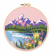DIY Embroidery Kits, Including Printed Fabric, Embroidery Thread & Needles, Embroidery Hoop, Pink, 200mm(PW-WG89551-03)