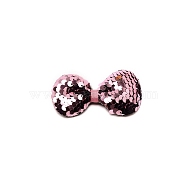 Bowknot Cloth Costume Accessories, with Sequins/ Paillettes, Hair Findings Accessories, Pearl Pink, 77x40x12mm(DIY-WH0308-42C)
