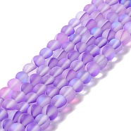 Synthetic Moonstone Beads Strands, Frosted, Round, Blue Violet, 6mm, Hole: 1mm, about 60~64pcs/strand, 14.76''~15.55''(37.5~39.5cm)(G-E573-01A-09)