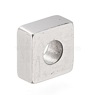 304 Stainless Steel Beads, Square, Stainless Steel Color, 7x7x3mm, Hole: 3mm(STAS-K199-07P)