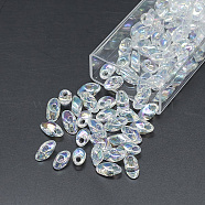 MiYuki Long Magatama Beads, Japanese Seed Beads, (LMA250) Crystal AB, 7x4mm, Hole: 1mm, about 3500pcs/bag, 450g/bag(SEED-R040-LMA250)