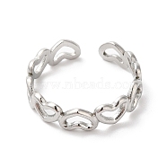 304 Stainless Steel Hollow Heart Open Cuff Ring for Women, Stainless Steel Color, Inner Diameter: 18mm(RJEW-K245-28P)