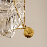 Stainless Steel Pendant Necklaces, Beetle, Real 18K Gold Plated, 17.72 inch(45cm)(ZQ6019-1)