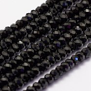 Natural Black Spinel Beads Beads Strands, Faceted, Rondelle, 3.5~4x2.5~3mm, Hole: 0.5~0.6mm, about 126pcs/strand, 15.3~15.7 inch(39~40cm)(G-F460-19)
