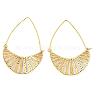 Ion Plating(IP) 304 Stainless Steel Earrings for Women, Fan, Real 18K Gold Plated, 62x40x1mm(EJEW-E304-14G)