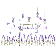 PVC Wall Stickers, for Wall Decoration, Butterfly Lavender Flower Pattern & Word the frangrance of the, Lilac, 390x900mm, 2sheets/set(DIY-WH0228-333)