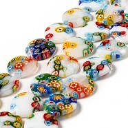 Handmade Millefiori Glass Beads Strands, White Porcelain, Heart, White, 20x20x6mm, Hole: 1mm, about 19pcs/strand, 15 inch(X-LK145)