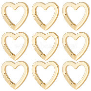 10Pcs Brass Spring Gate Rings, Heart, Real 18K Gold Plated, 16x16x2mm, Inner Diameter: 9mm(KK-BBC0003-89)