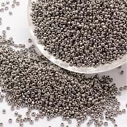 6/0 Glass Seed Beads, Grade A, Round, Opaque Colours, Gray, 3.6~4.0mm, Hole: 1.2mm, about 500pcs/50g(X-SEED-J014-F6-40A)