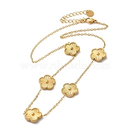 304 Stainless Steel Necklaces, Flower, Golden, 15.75 inch(40cm)(NJEW-H025-01G)