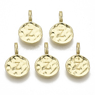 Alloy Pendants, Cadmium Free & Nickel Free & Lead Free, Flat Round with Letter, Real 18K Gold Plated, Letter.Z, 17x11.5x1.5mm, Hole: 2.5mm(X-PALLOY-N157-004Z-NR)