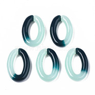 Two Tone Opaque Acrylic Linking Rings, Quick Link Connectors, for Jewelry Curb Chains Making, Oval Ring, Prussian Blue, 29.5x19.5x5mm, Inner Diameter: 18x8mm(OACR-S038-035C)