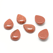 Synthetic Goldstone Cabochons, teardrop, 25x18x6mm(G-T024-18x25mm-10)