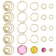 CHGCRAFT 32Pcs 4 Style Alloy Linking Rings, Long-Lasting Plated, Twisted Round Ring, Light Gold, 17~40x16~43x2~2.7mm, Inner Diameter: 12.8~36x12~36.5mm, 8pcs/style(FIND-CA0006-01)