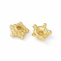 Brass Spacer Beads, Cadmium Free & Lead Free, Flower, Real 24K Gold Plated, 6.5x2.4mm, Hole: 1.4mm(KK-A172-12G)
