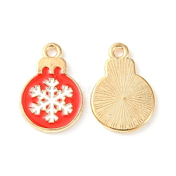 Christmas Alloy Enamel Pendants, Golden, Snowflake, 19x13x1.5mm, Hole: 1.6mm(X-ENAM-D047-17G-03)