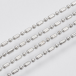 Brass Ball Chains, Ball-Bar Style, Round and Oval, Long-Lasting Plated, Soldered, with Spool, Cadmium Free & Nickel Free & Lead Free, Platinum, 2.5x1.5mm and 1.5mm, about 32.8 Feet(10m)/roll(X-CHC-S008-009D-P)