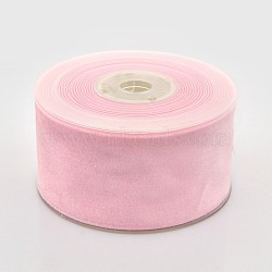 Polyester Velvet Ribbon for Gift Packing and Festival Decoration, Pink, 2 inch(50mm), about 20yards/roll(18.29m/roll)(SRIB-M001-50mm-123)