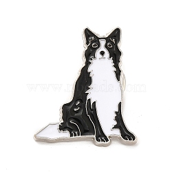 Dog Enamel Pin with Brass Butterfly Clutches, Alloy Badge for Backpack Clothing, Border Collie, 27.5x23x10mm, Pin: 1.1mm(JEWB-A006-01E)