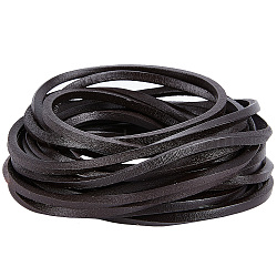 Flat Cowhide Leather Cord, for Jewelry Making, Coconut Brown, 5.5x4mm(WL-GF0001-10A-03)