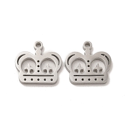 304 Stainless Steel Charms, Crown, Stainless Steel Color, 12.5x13x1.4mm, Hole: 1.4mm(STAS-M089-46P)