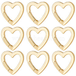 10Pcs Brass Spring Gate Rings, Heart, Real 18K Gold Plated, 16x16x2mm, Inner Diameter: 9mm(KK-BBC0003-89)