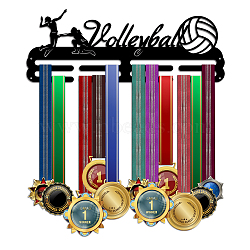 Sports Theme Iron Medal Hanger Holder Display Wall Rack, with Screws, Volleyball Pattern, 150x400mm(ODIS-WH0021-670)