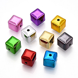 UV Plating Oapque Acrylic  Beads, Cuboid, Mixed Color, 14.5x14x14mm, Hole: 2.5mm(X-PACR-T017-08)