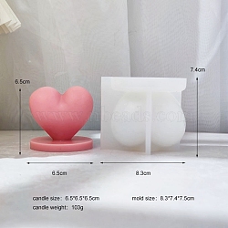 Heart DIY Food Grade 3D Silicone Molds, Candle Molds, for DIY Aromatherapy Candle Makings, White, 8.3x7.5x7.4cm(PW-WG41733-01)